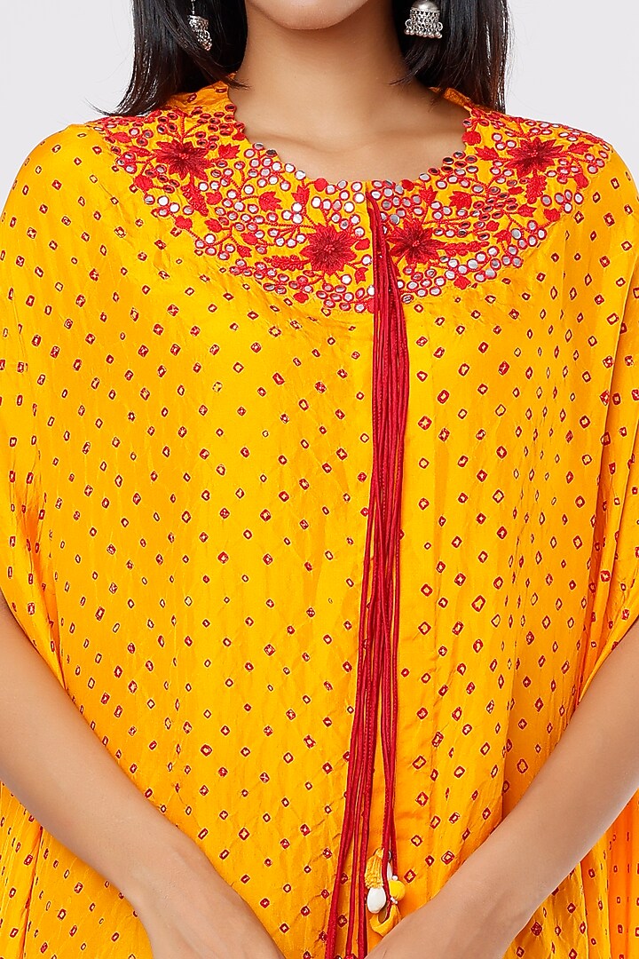 Orange Embroidered Cape Set by Pink City By Sarika at Pernia's Pop Up Shop