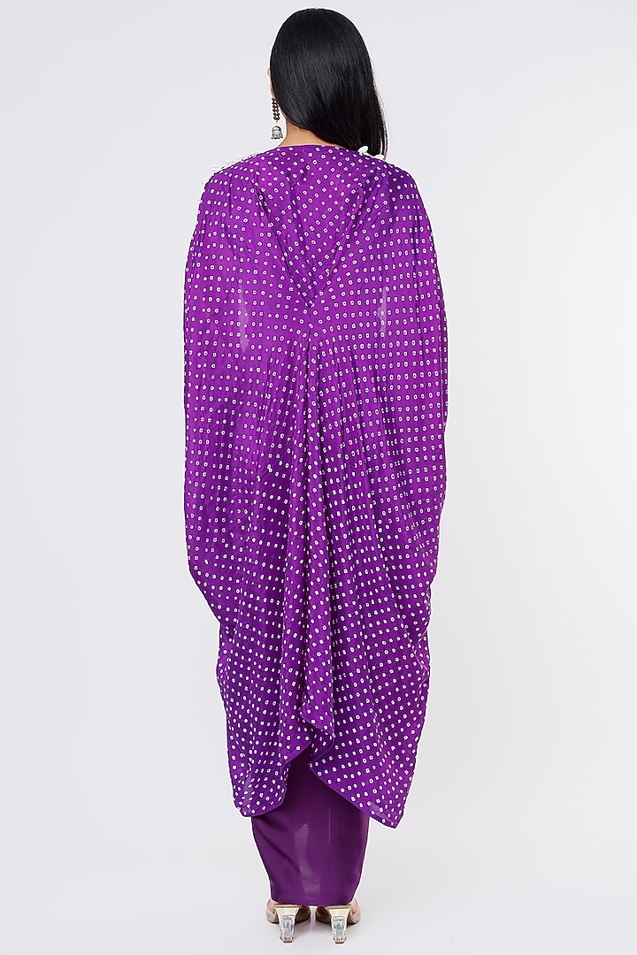 Purple Embroidered Cape Set by Pink City By Sarika at Pernia's Pop Up Shop