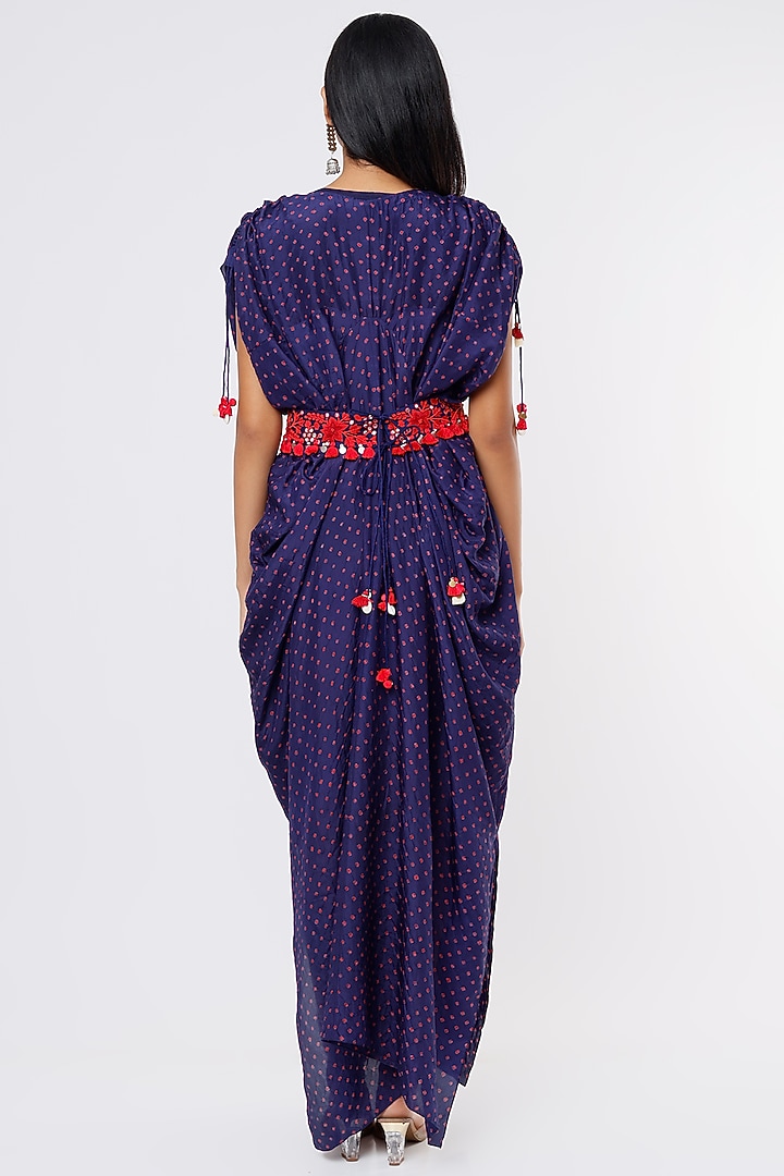 Blue Silk Kaftan by Pink City By Sarika at Pernia's Pop Up Shop