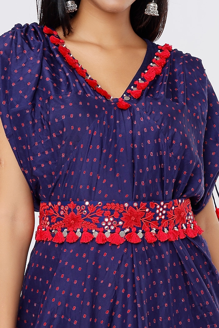 Blue Silk Kaftan by Pink City By Sarika at Pernia's Pop Up Shop