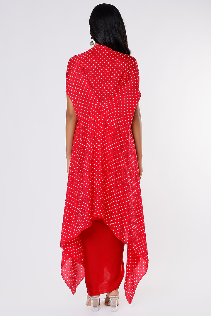 Cadmium Red Embroidered Cape Set by Pink City By Sarika at Pernia's Pop Up Shop