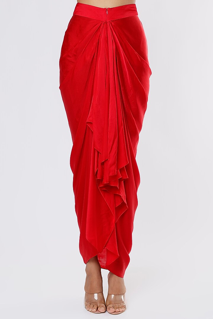 Cadmium Red Embroidered Cape Set by Pink City By Sarika at Pernia's Pop Up Shop
