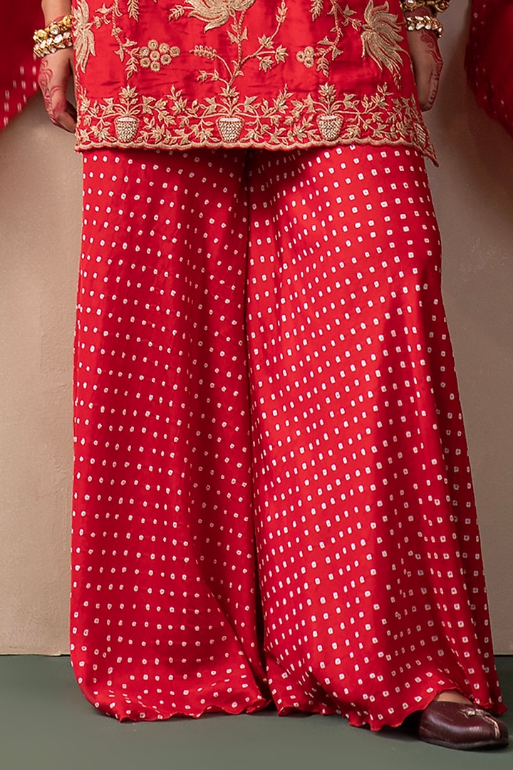 Red Silk Wedding Sharara Set by Pink City By Sarika at Pernia's Pop Up Shop