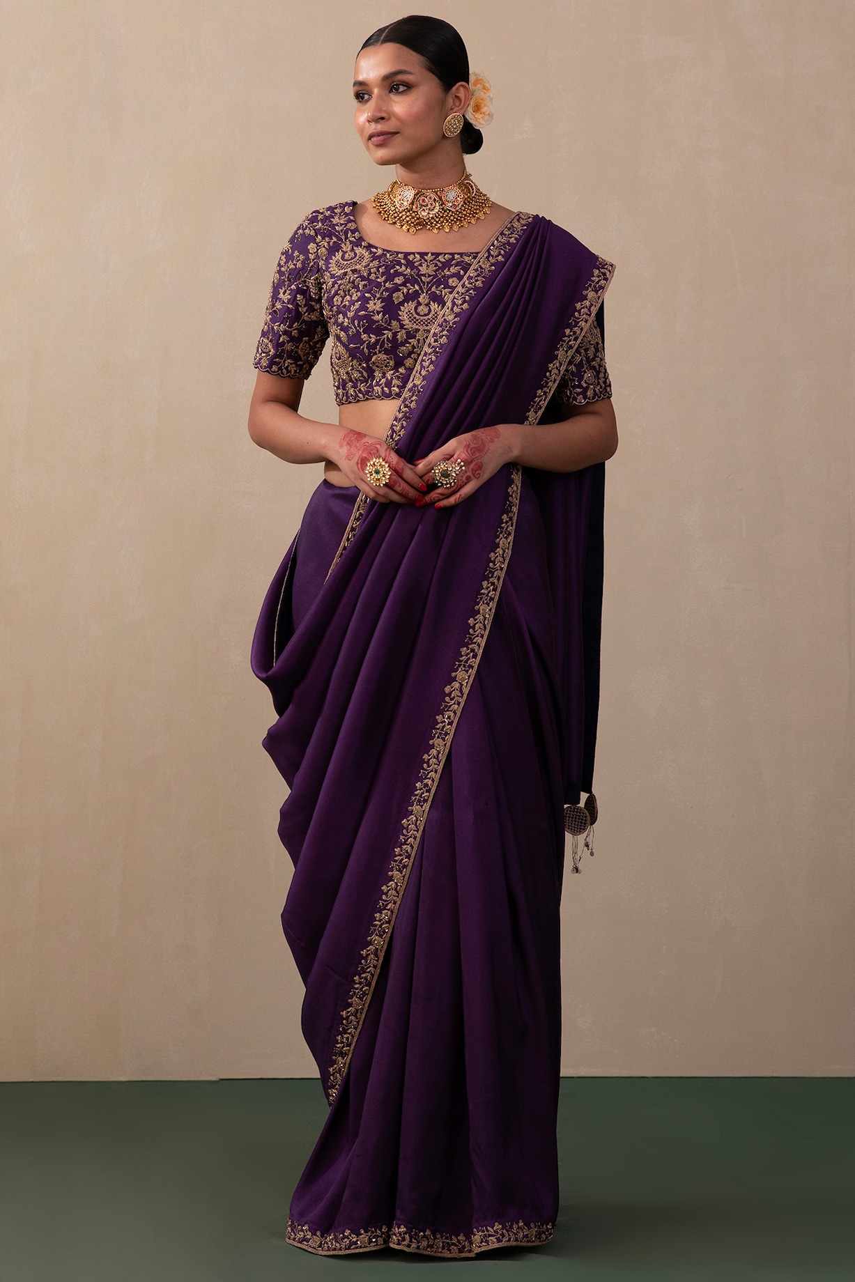 Purple Silk Saree Set Design by Pink City By Sarika at Pernia's Pop Up Shop  2024