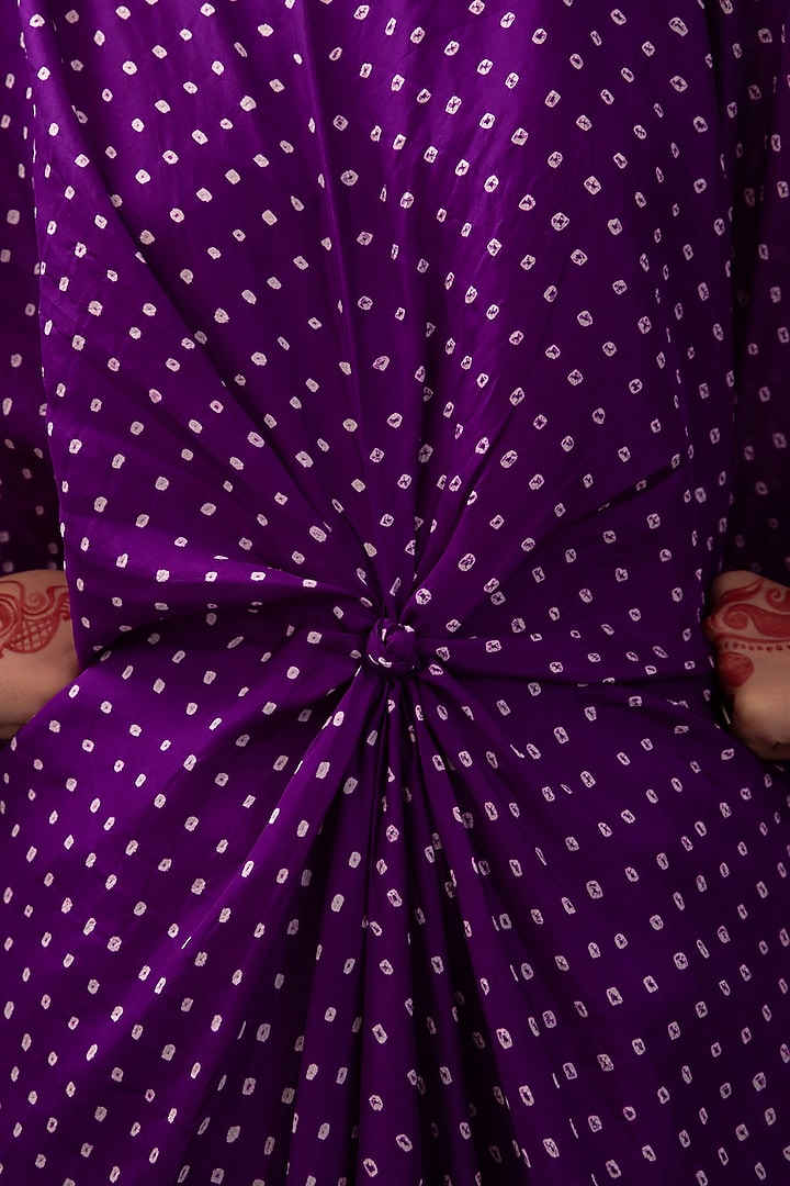 Purple - Bandhani Cotton Kaftan with Desert Embroidery (Short) 09