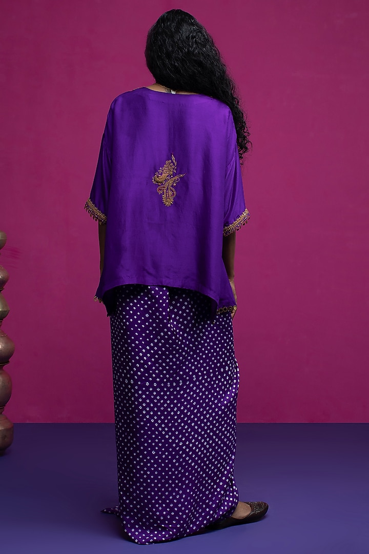 Purple Silk Paisley Embroidered Co-Ord Set by Pink City By Sarika at Pernia's Pop Up Shop