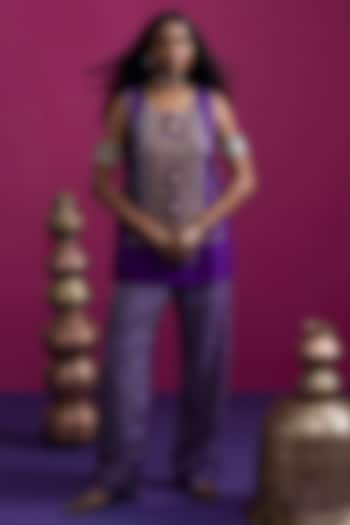 Purple Silk Dori Work Kurta Set by Pink City By Sarika at Pernia's Pop Up Shop