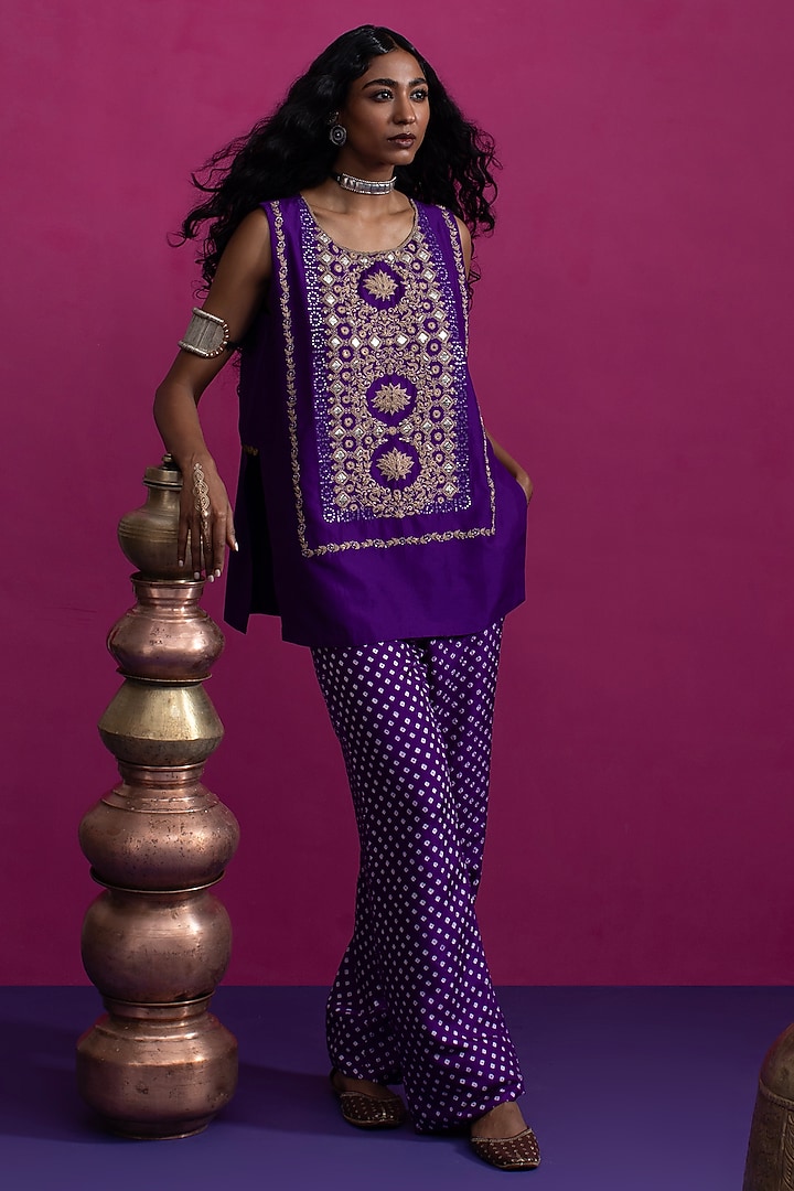 Purple Silk Dori Work Kurta Set by Pink City By Sarika at Pernia's Pop Up Shop