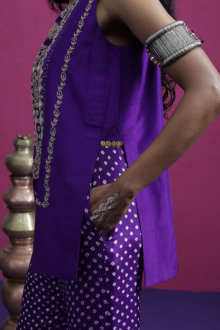 Purple Silk Dori Work Kurta Set by Pink City By Sarika at Pernia's Pop Up Shop