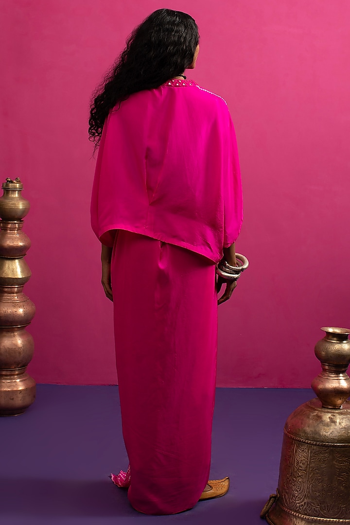 Pink Silk Skirt Set by Pink City By Sarika at Pernia's Pop Up Shop