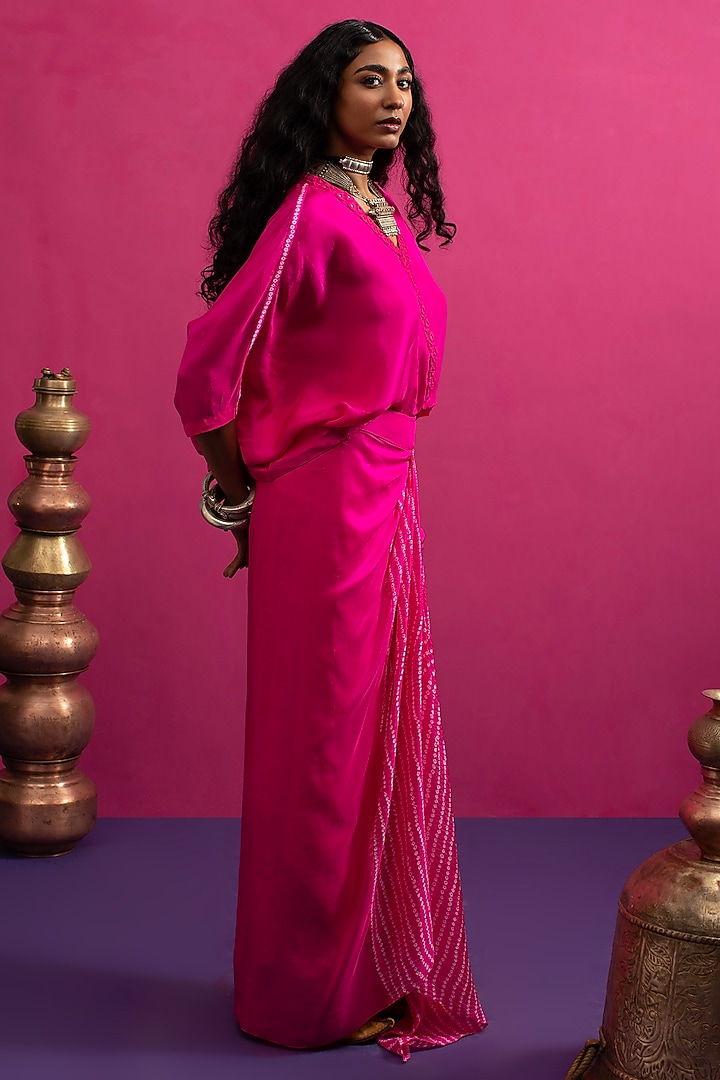 Pink Silk Skirt Set by Pink City By Sarika at Pernia's Pop Up Shop