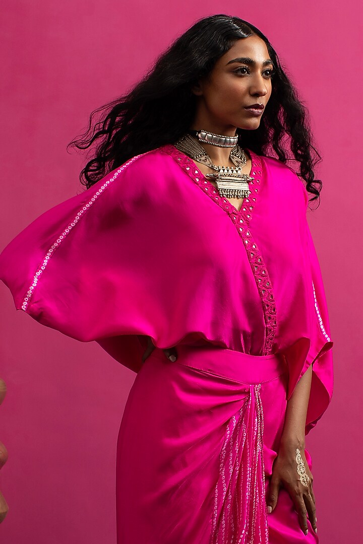 Pink Silk Skirt Set by Pink City By Sarika at Pernia's Pop Up Shop
