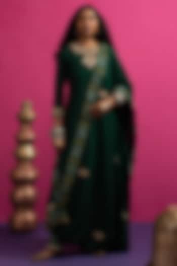 Green Moonga Silk Kurta Set by Pink City By Sarika at Pernia's Pop Up Shop