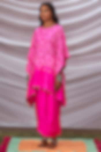 Hot Pink Embroidered Wedding Sharara Set by Pink City By Sarika at Pernia's Pop Up Shop