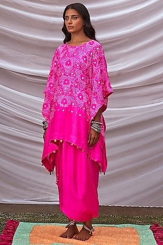 Hot Pink Embroidered Sharara Set by Pink City By Sarika