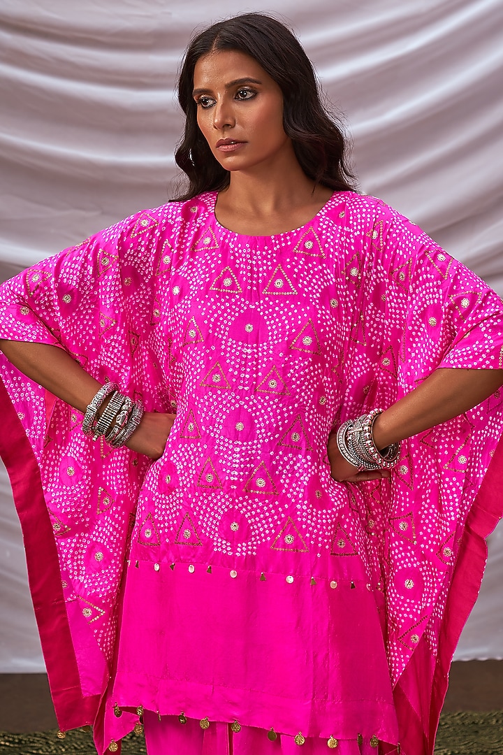 Hot Pink Embroidered Wedding Sharara Set by Pink City By Sarika at Pernia's Pop Up Shop