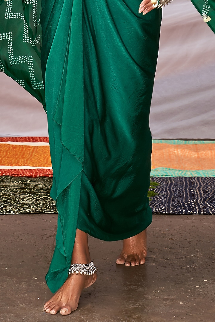 Dark Green Embroidered Skirt Set by Pink City By Sarika at Pernia's Pop Up Shop