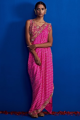 Pink Embroidered Saree Set by Pink City By Sarika