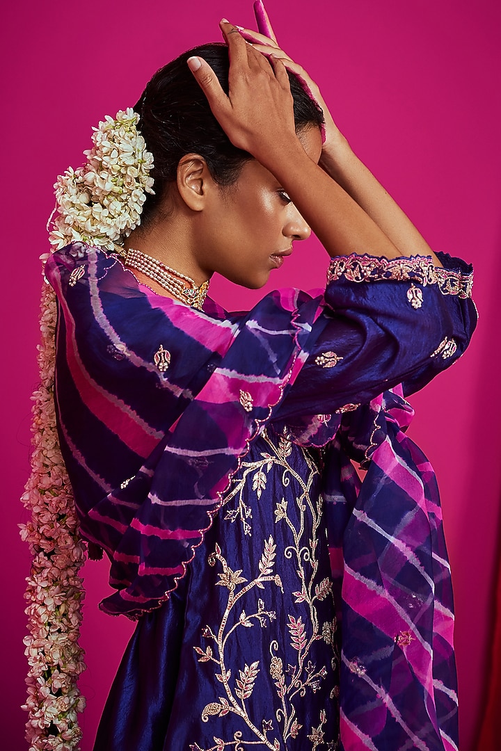 Purple Embroidered Wedding Sharara Set by Pink City By Sarika at Pernia's Pop Up Shop
