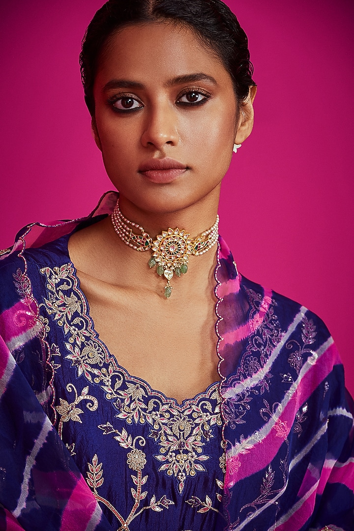 Purple Embroidered Wedding Sharara Set by Pink City By Sarika at Pernia's Pop Up Shop