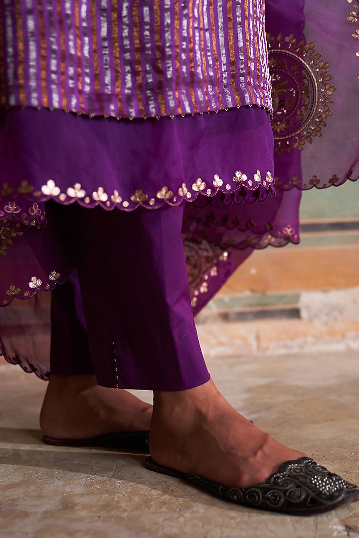 Purple Tissue Chanderi Kurta Set by Pink City By Sarika at Pernia's Pop Up Shop