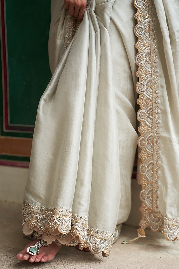 Silver Tissue Reception Saree Set by Pink City By Sarika at Pernia's Pop Up Shop