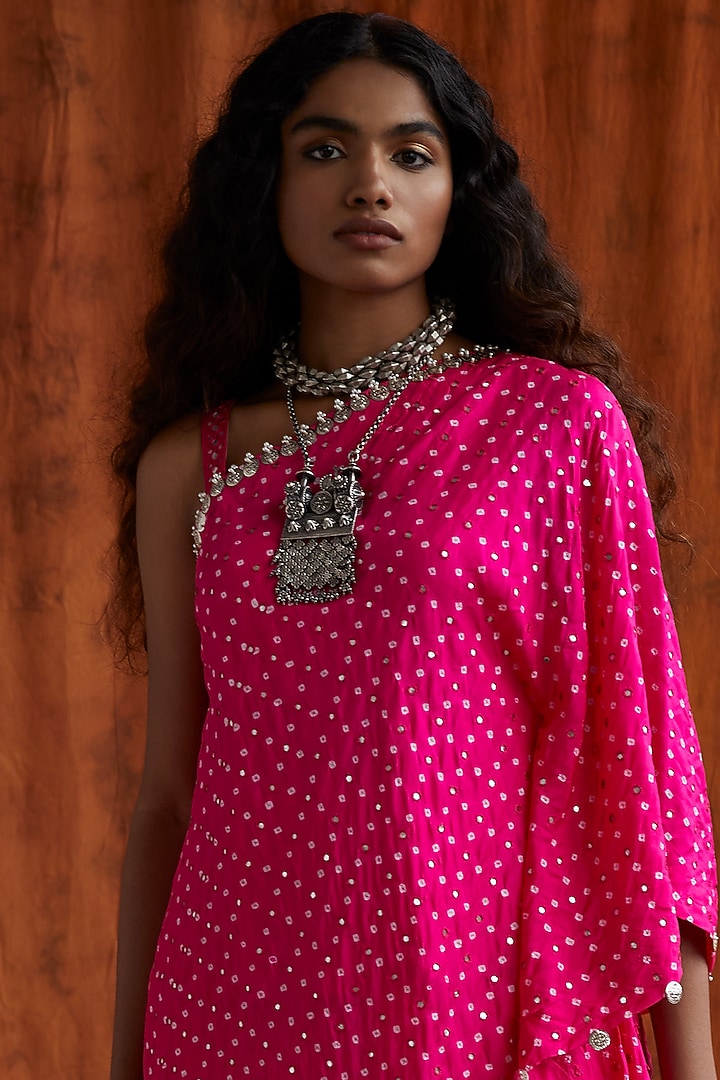 Hot Pink Silk Wedding Sharara Set by Pink City By Sarika at Pernia's Pop Up Shop