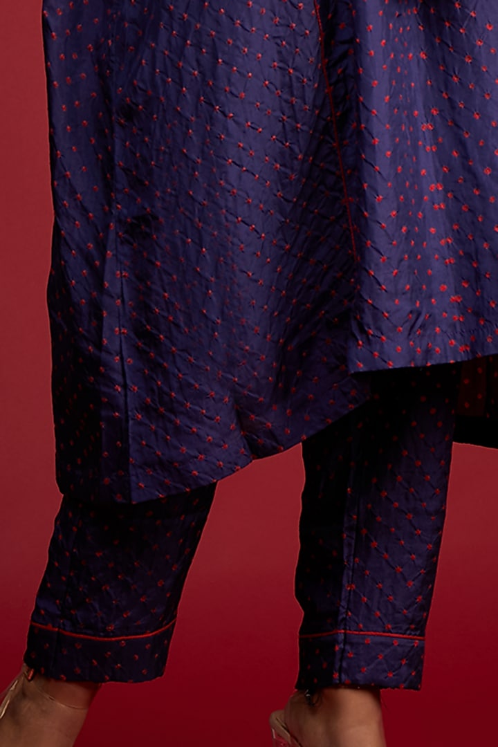 Indigo Blue Hand Embroidered Kaftan Set by Pink City By Sarika at Pernia's Pop Up Shop