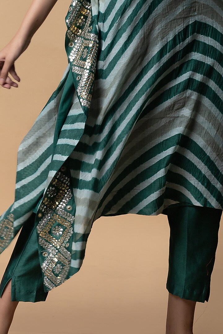 Opal Green Hand Embroidered Kaftan Set by Pink City By Sarika at Pernia's Pop Up Shop