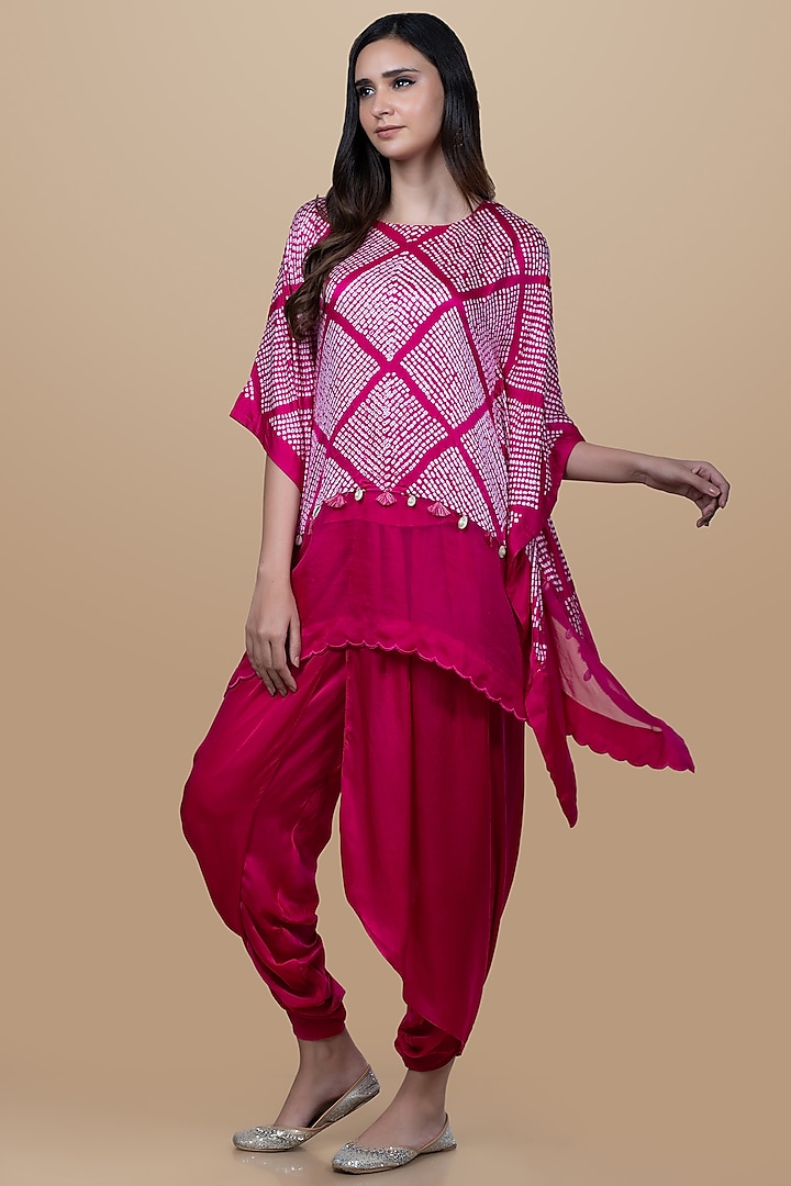 Cranberry Red Hand Embroidered Kaftan Set by Pink City By Sarika