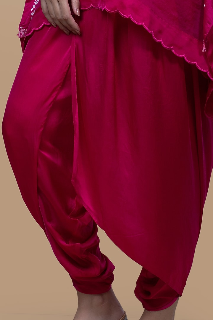 Cranberry Red Hand Embroidered Kaftan Set by Pink City By Sarika at Pernia's Pop Up Shop