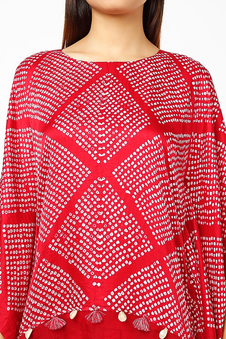 Red Modal Satin & Silk Dhoti Set by Pink City By Sarika at Pernia's Pop Up Shop