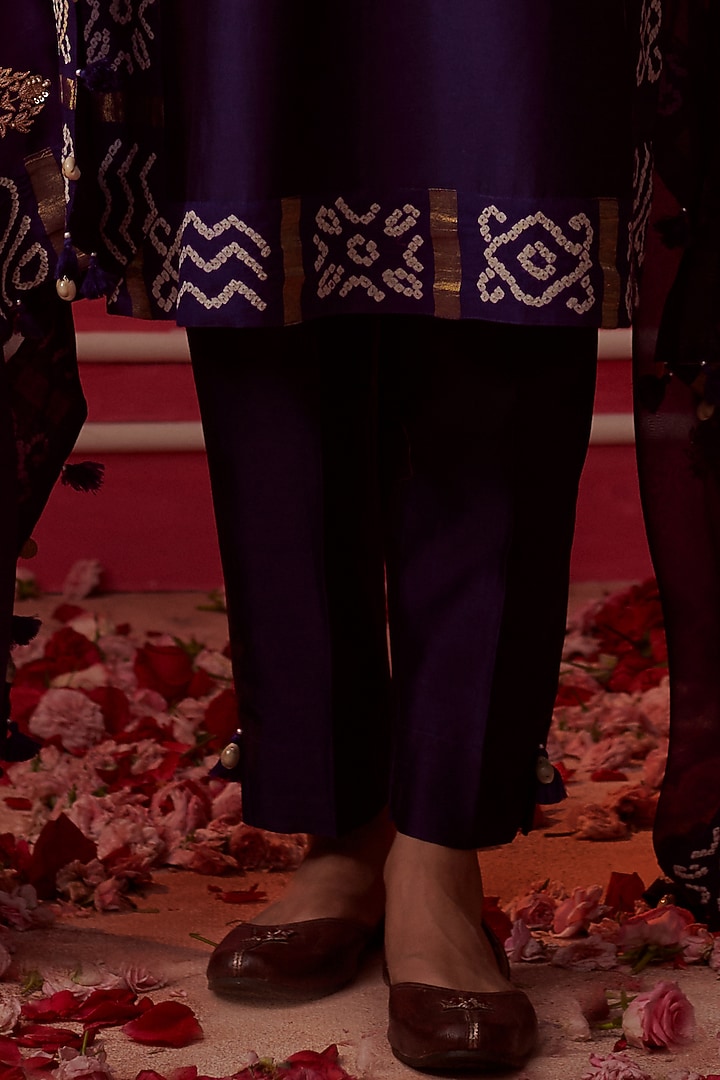Purple Silk Chanderi Embroidered Kurta Set by Pink City By Sarika at Pernia's Pop Up Shop