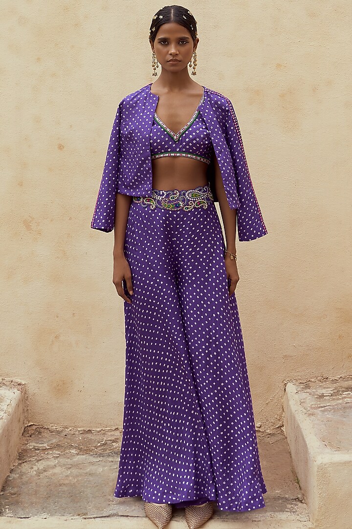 Purple Silk Sharara Set by Pink City By Sarika at Pernia's Pop Up Shop