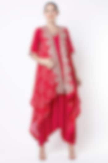 Fuchsia Linen Matka Dhoti Set by Pink City By Sarika at Pernia's Pop Up Shop
