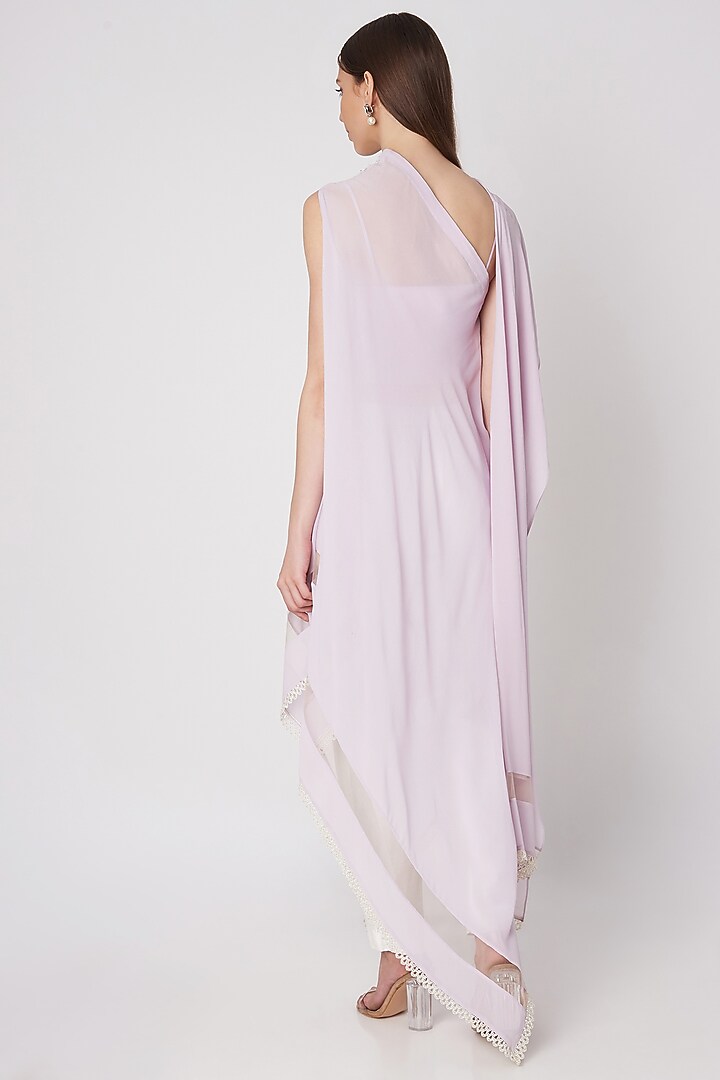 Lavender Embroidered Tunic With Pants & Slip by Priya Chhabria at Pernia's Pop Up Shop