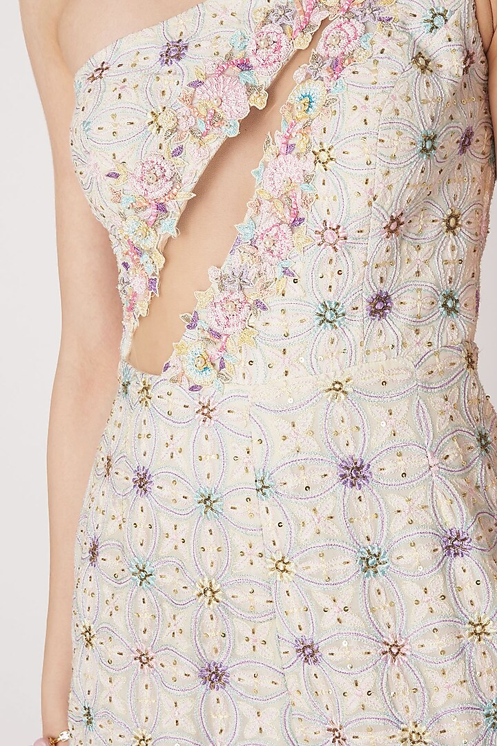 White Chikankari Embroidered Jumpsuit by Priya Chhabria at Pernia's Pop Up Shop