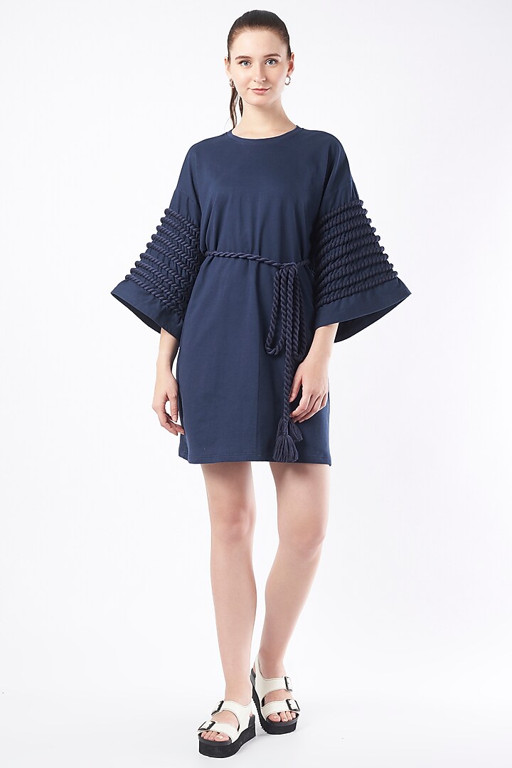 Navy Blue Jersey Rope Summer Dress by Pocket Stories at Pernia's Pop Up Shop