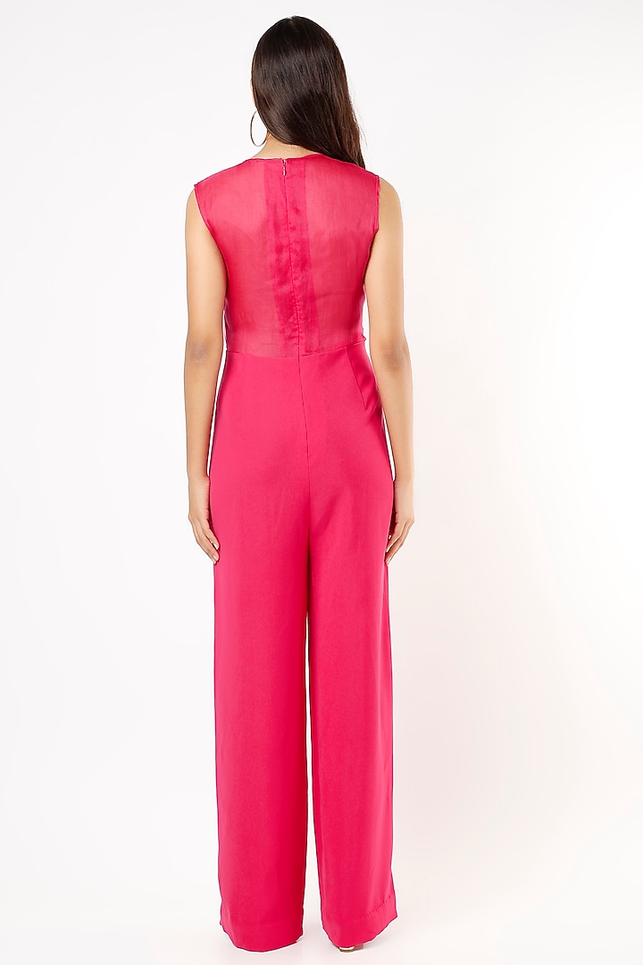 Fuchsia Embroidered Jumpsuit by Pocket Stories at Pernia's Pop Up Shop