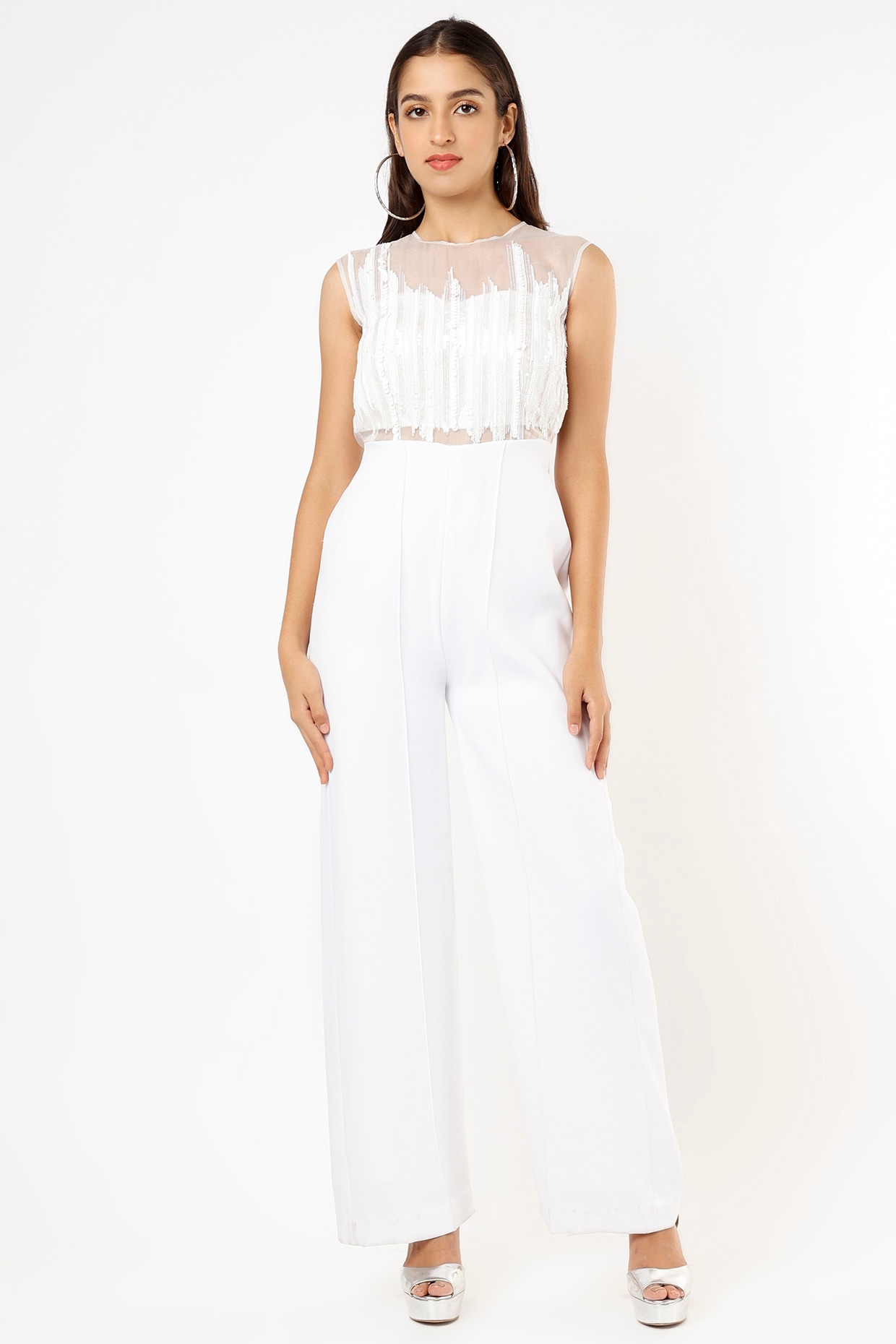 White embroidered sale jumpsuit