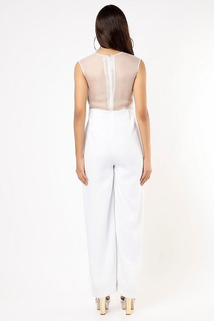 White Embroidered Jumpsuit by Pocket Stories at Pernia's Pop Up Shop