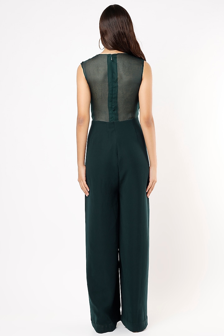Dark Navy Blue Sequins Embroidered Jumpsuit by Pocket Stories at Pernia's Pop Up Shop