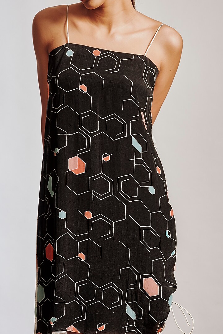 Black & White Printed Crepe Summer Dress by Pocket Stories at Pernia's Pop Up Shop