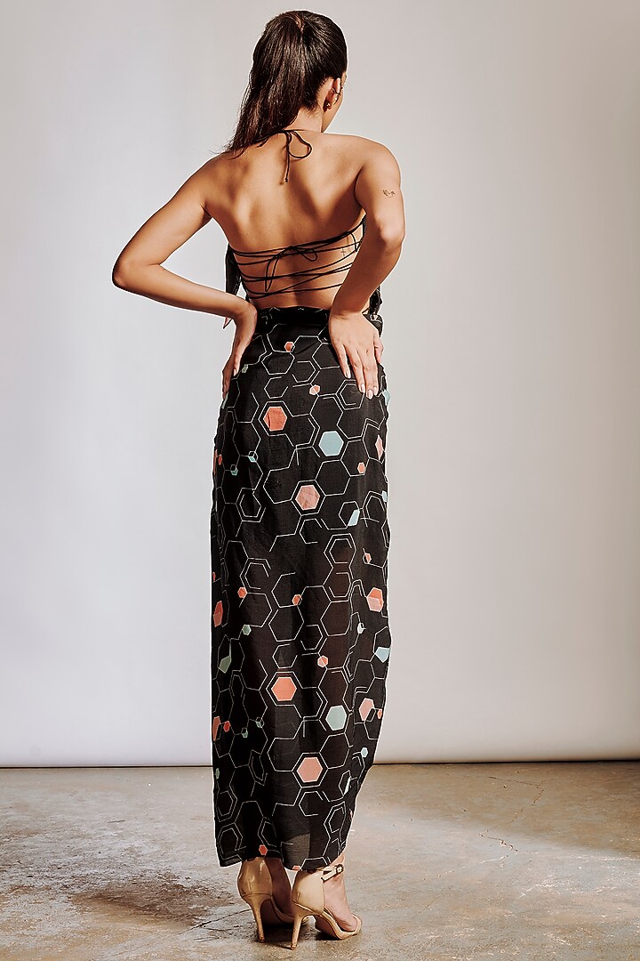 Black Printed Crepe Maxi Summer Dress by Pocket Stories at Pernia's Pop Up Shop
