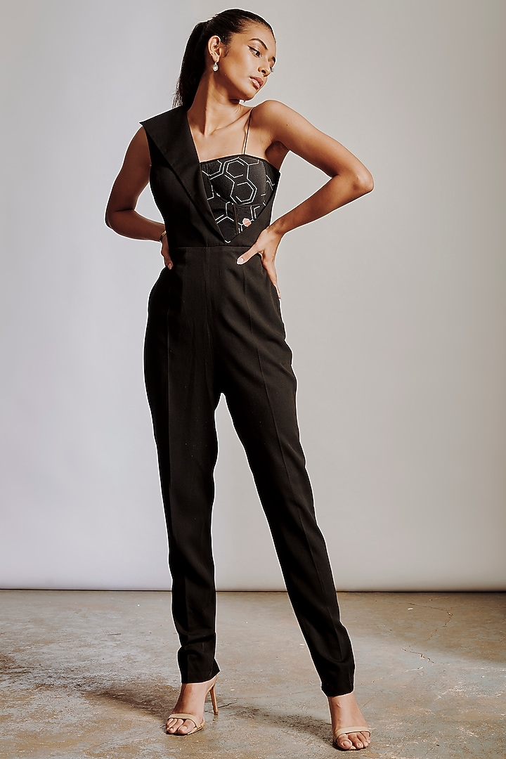 Black Blazer Jumpsuit by Pocket Stories at Pernia's Pop Up Shop