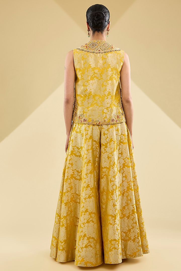 Yellow Shimmer Brocade Jacket Set by Petticoat Lane at Pernia's Pop Up Shop