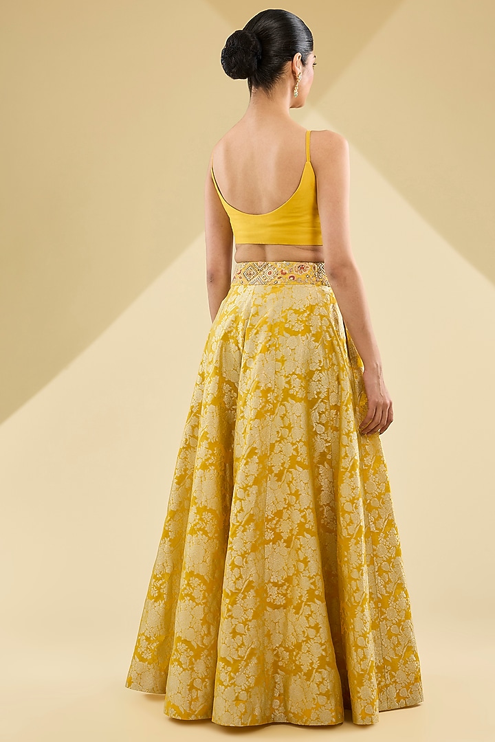 Yellow Shimmer Brocade Jacket Set by Petticoat Lane at Pernia's Pop Up Shop
