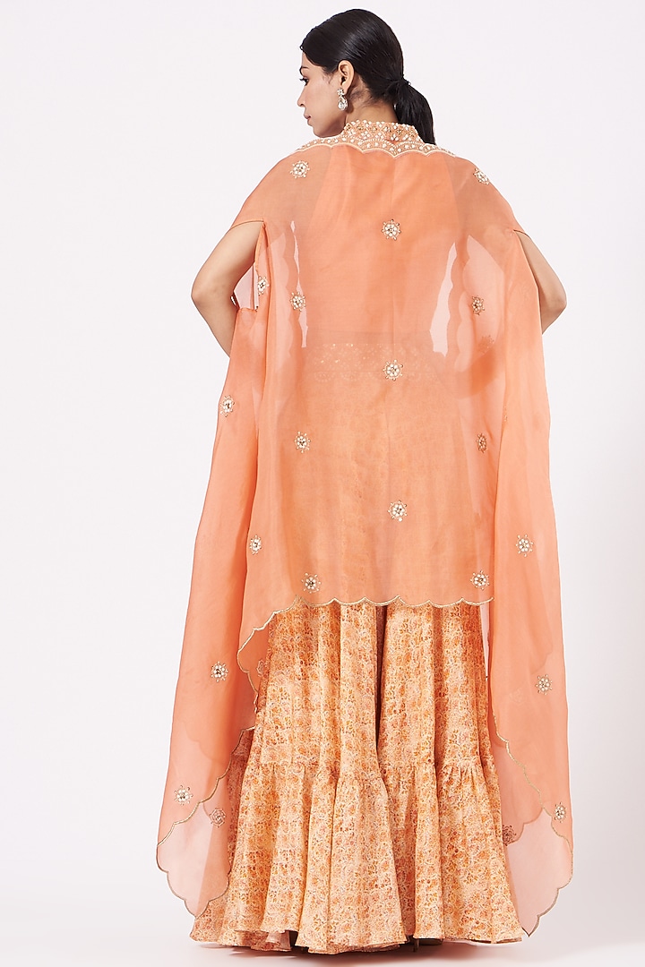 Peach Embroidered Wedding Sharara Set by Petticoat Lane at Pernia's Pop Up Shop