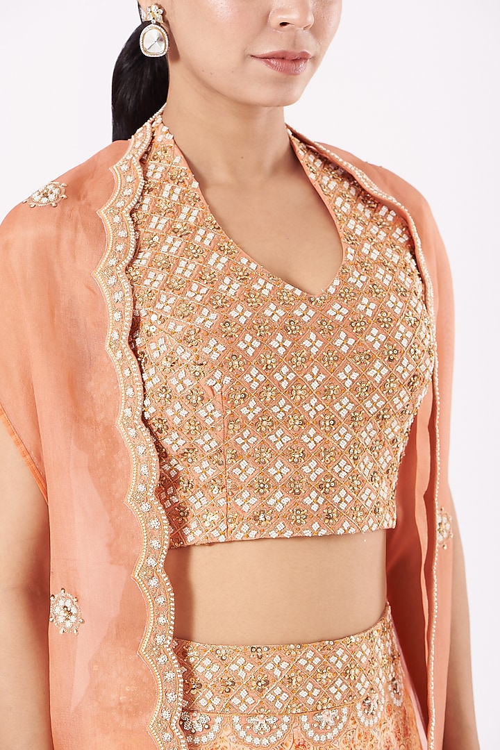 Peach Embroidered Wedding Sharara Set by Petticoat Lane at Pernia's Pop Up Shop
