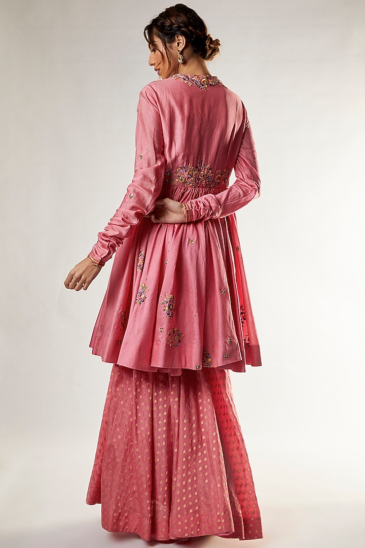 Pink Brocade Wedding Sharara Set by Petticoat Lane at Pernia's Pop Up Shop